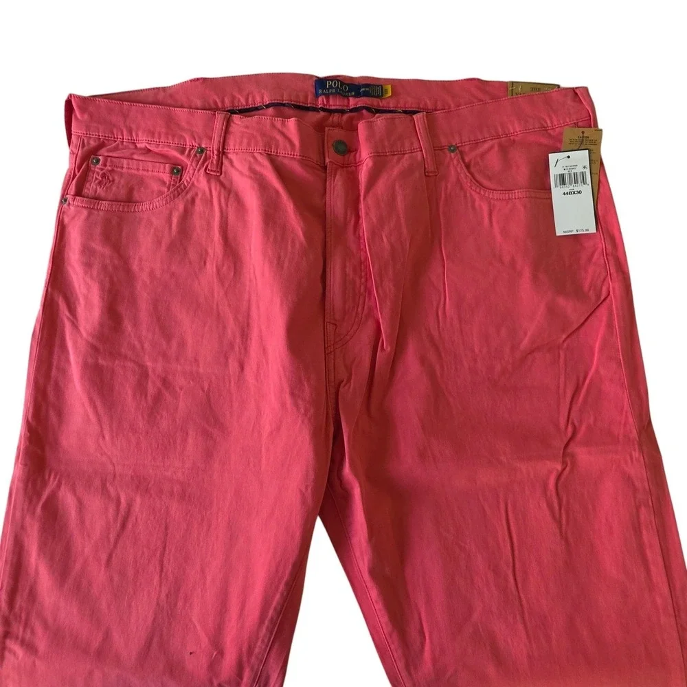Polo Ralph Lauren Mens Varick Slim Straight Pants Red Salmon Pink 44B x 30